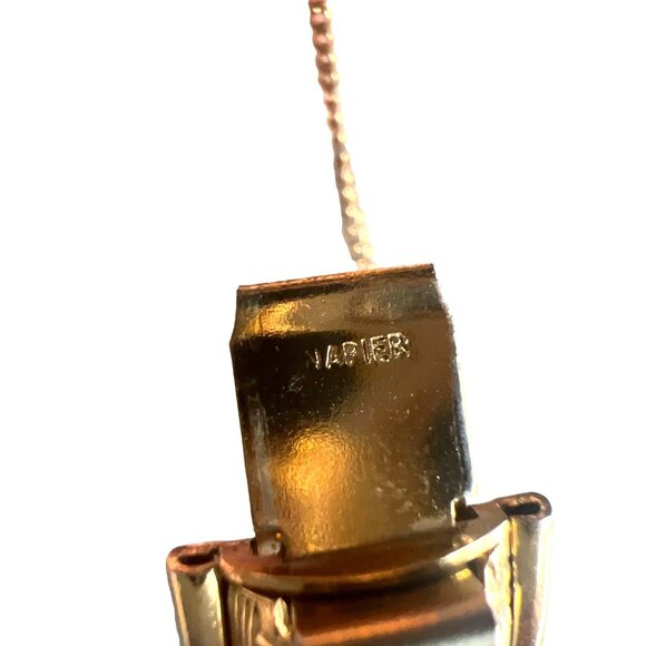 Vintage Napier Gold Tone Basket Weave Texture Bangle Bracelet Safety Chain Work - Picture 4 of 11